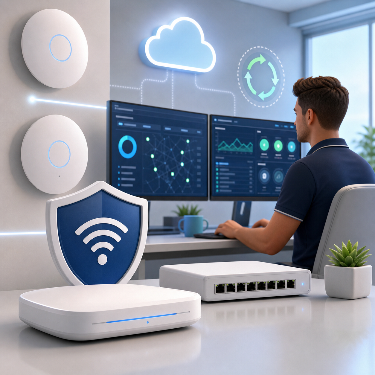 Beheeromgeving met veilige Wi-Fi nodes en monitoring